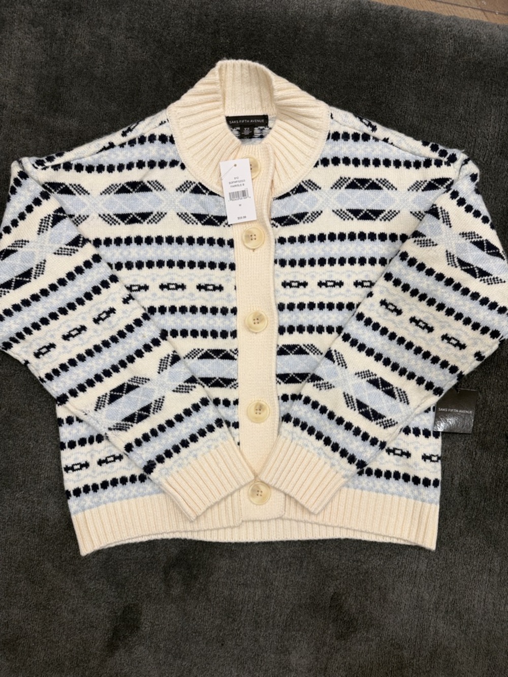 Saks Fifth Avenue cropped Button up Cardigan NWT